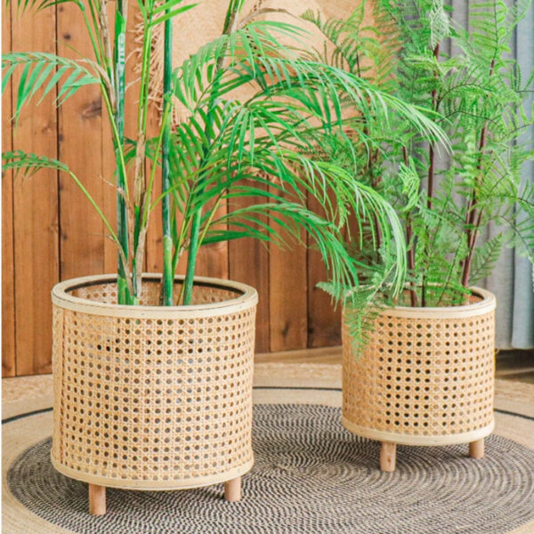 Porte plante effet rotin élégant et durable