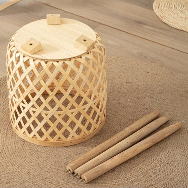 Porte plante rotin tressé avec pieds en bois