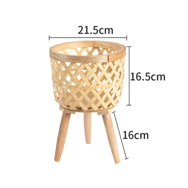 Porte plante rotin tressé avec pieds en bois