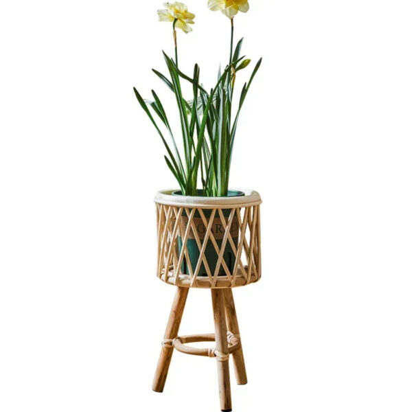 Porte plante rotin vintage et décoratif