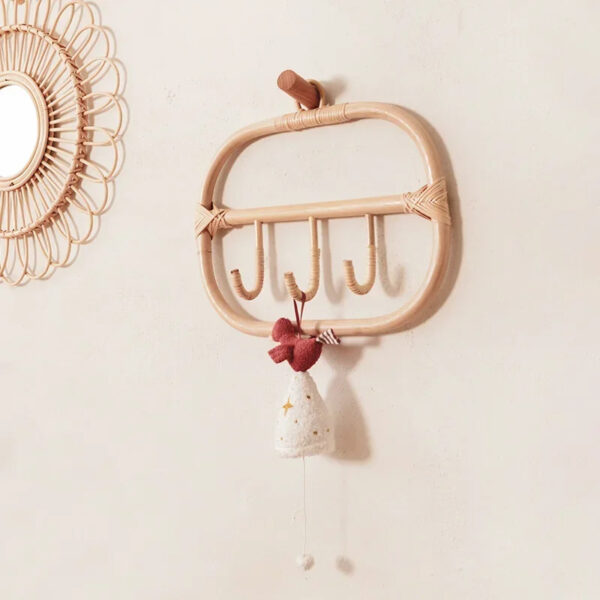 Porte manteau mural en rotin et bambou