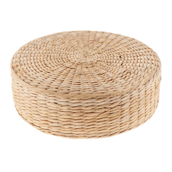 Pouf effet rotin cylindrique en paille