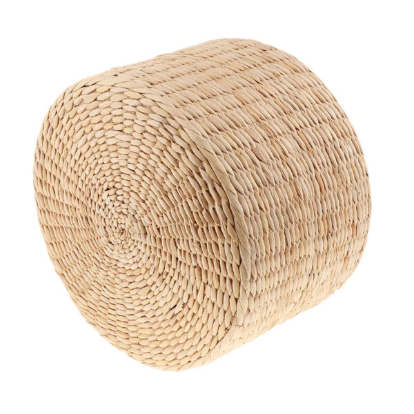 Pouf effet rotin cylindrique en paille