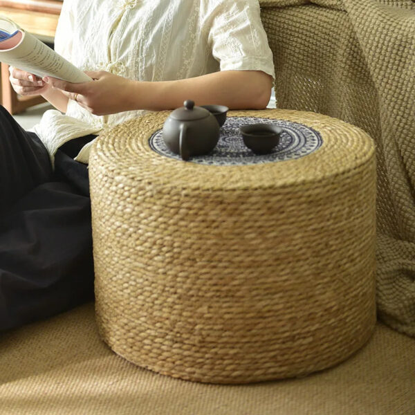 Pouf en rotin rond élégant et robuste
