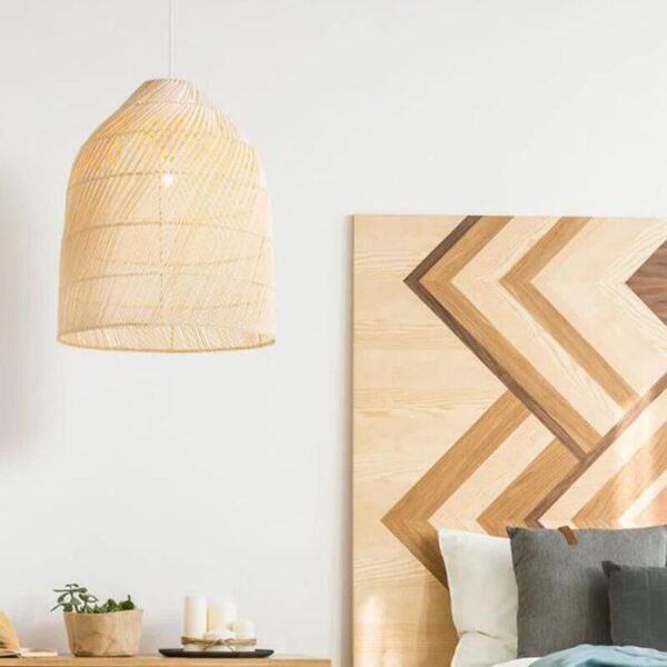 Suspension effet rotin beige chic et élégante