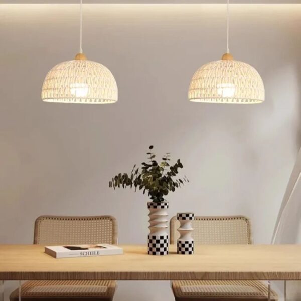 Suspension effet rotin blanc chic et originale