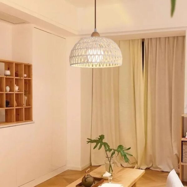 Suspension effet rotin blanc chic et originale