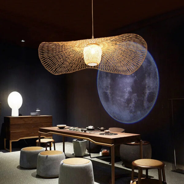 Suspension effet rotin chambre polyvalente au style japonais