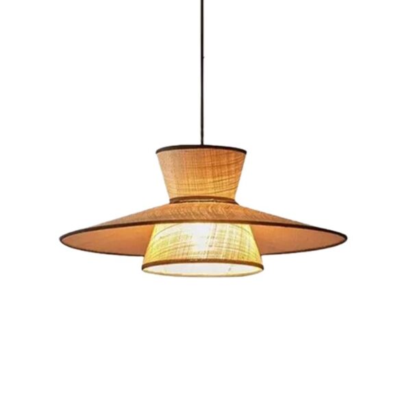 Suspension effet rotin design et élégante sur fond blanc