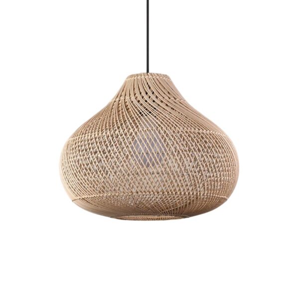 Suspension effet rotin design au style chinois sur fond blanc