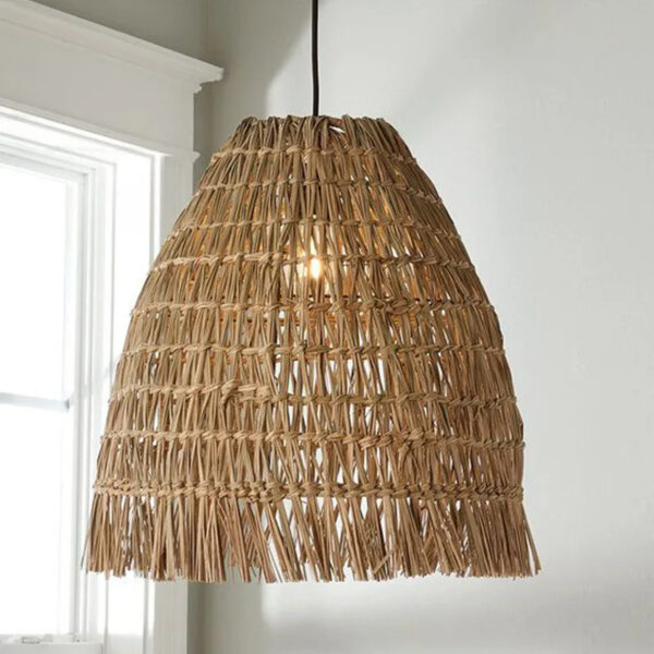 Suspension effet rotin au design vintage et naturel