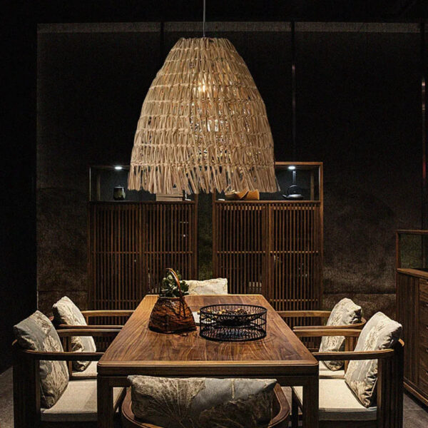 Suspension effet rotin au design vintage et naturel