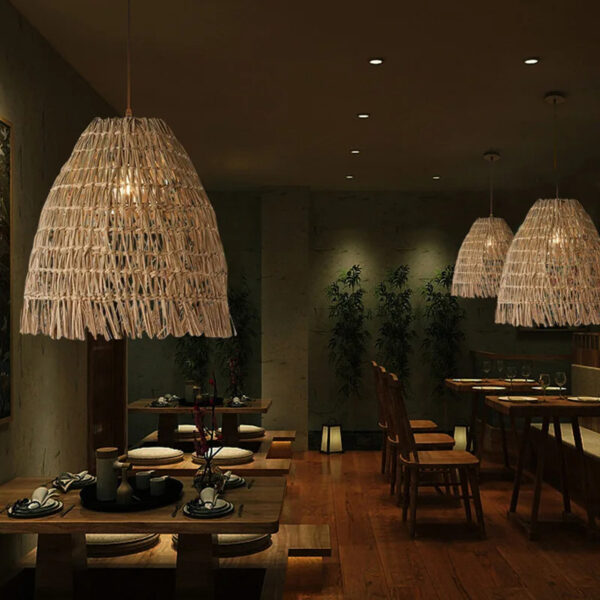 Suspension effet rotin au design vintage et naturel