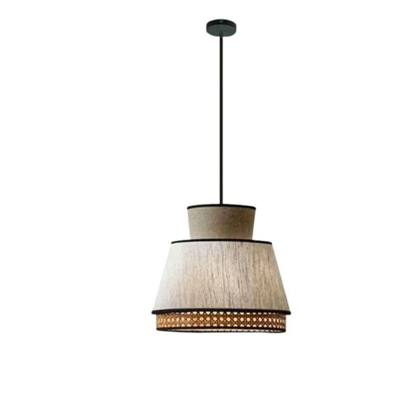 Suspension effet rotin élégante au style minimaliste sur fond blanc
