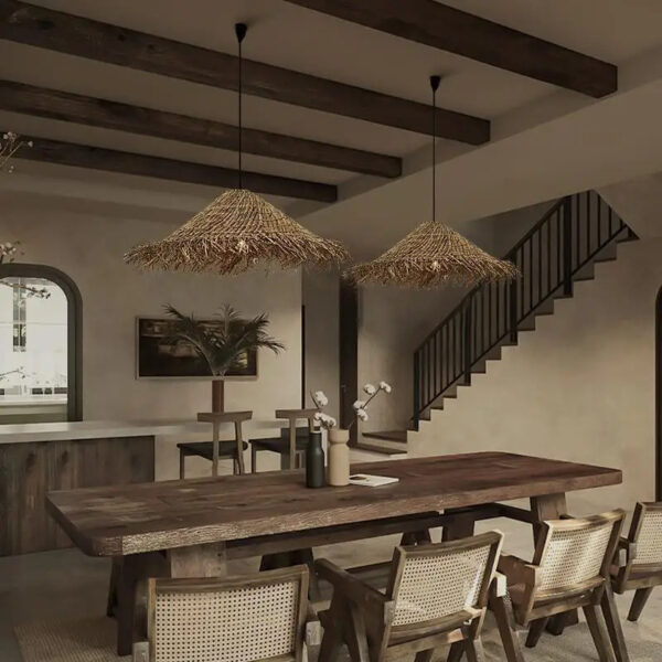 Suspension effet rotin polyvalente au design naturel