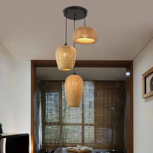 Suspension multiple effet rotin décorative et durable