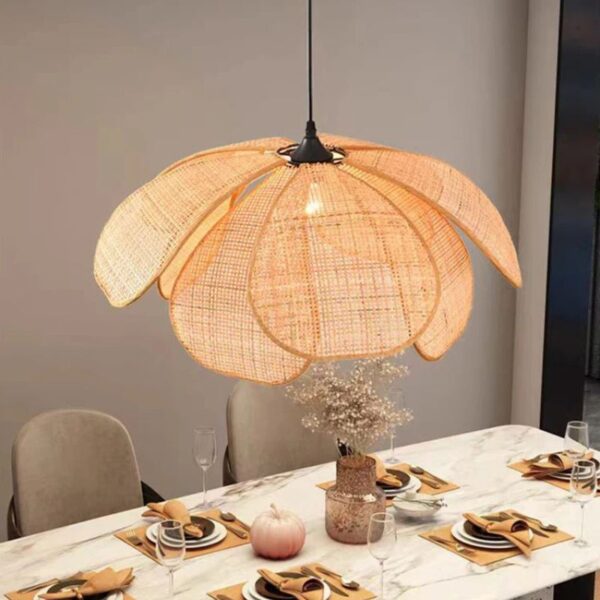Suspension rotin chic en forme de fleur