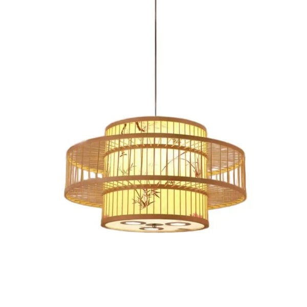 Suspension rotin chic et raffinée au style chinois sur fond blanc