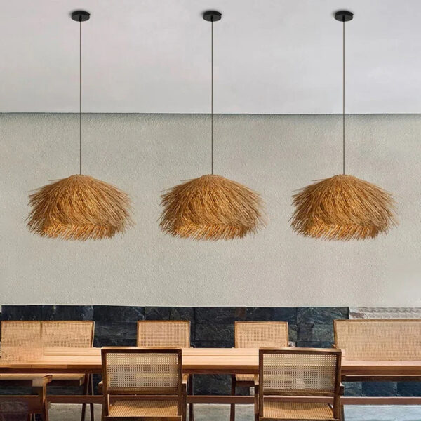 Suspension rotin vintage au design naturel