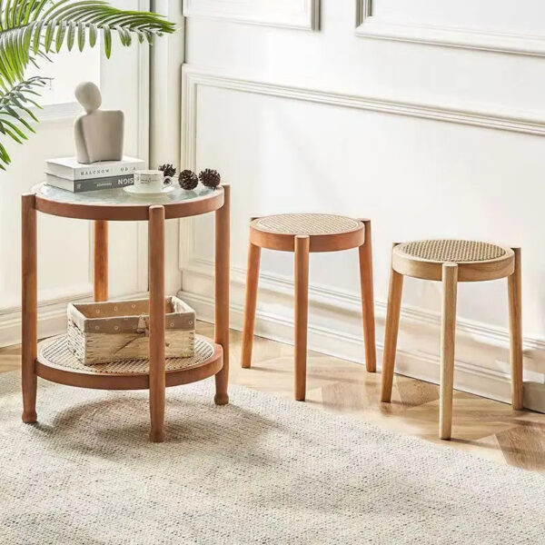 Tabouret circulaire en rotin de style nordique