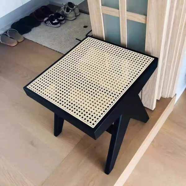 Tabouret en rotin et bois massif