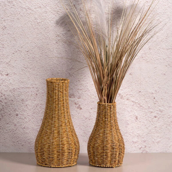 Vase tressé en rotin et bambou